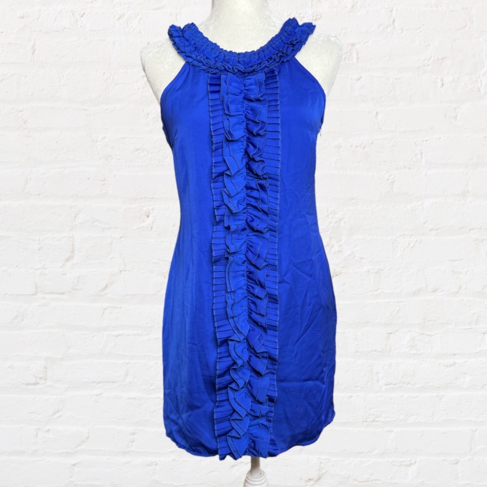 Francesca’s Collections Blue Short Dress Center Ruffle Size Small